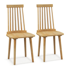 Costway Set of 2 Windsor Dining Chairs Armless Kitchen Side Chairs W/ Rubber Wood Legs