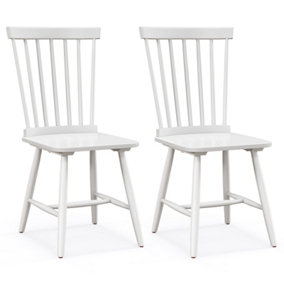 Costway Set of 2 Wood Dining Chairs Windsor Style Armless Chairs Ergonomic Spindle Back