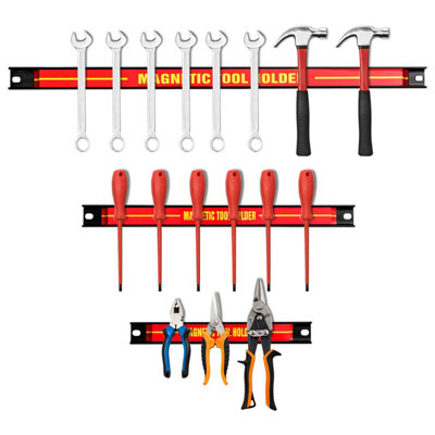 Costway Set of 3 Magnetic Tool Strip Holder Garage Rail Wall Mounted Bits Storage Rack