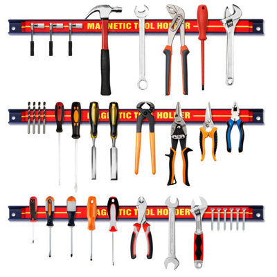 Costway Set of 3 Magnetic Tool Strip Holder Garage Rail Wall Mounted Bits Storage Rack