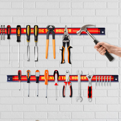 Costway Set of 3 Magnetic Tool Strip Holder Garage Rail Wall Mounted Bits Storage Rack