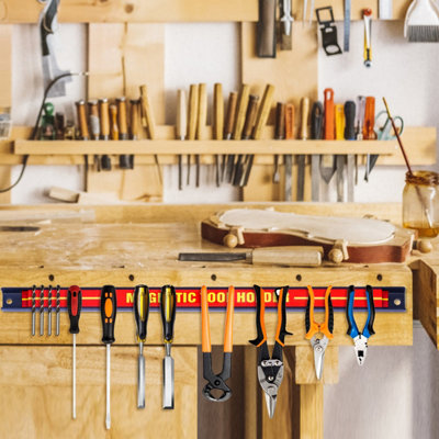 Costway Set of 3 Magnetic Tool Strip Holder Garage Rail Wall Mounted Bits Storage Rack - 5