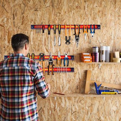 Costway Set of 3 Magnetic Tool Strip Holder Garage Rail Wall Mounted Bits Storage Rack - 6