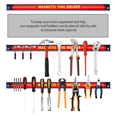 Costway Set of 3 Magnetic Tool Strip Holder Garage Rail Wall Mounted Bits Storage Rack - 7