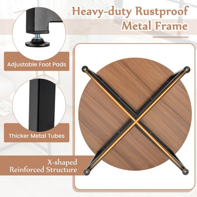 Costway Set of 3 Modern Coffee Table Set Round Coffee Table and 2PCS Square End Tables
