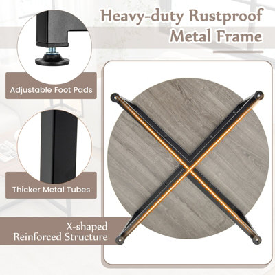 Costway Set of 3 Modern Coffee Table Set Round Coffee Table and 2PCS Square End Tables