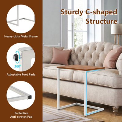 Costway Set of 3 Nesting Coffee Tables Stackable C-shaped End Table w/ Metal Frame