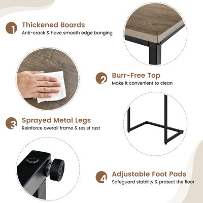 Costway Set of 3 Nesting Tables Rectangle Stacking Side Table C-shape Accent Coffee Desk