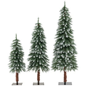 Costway Set of 3 Pre-Lit Artificial Christmas Tree Slim Xmas Decora Tree 3 FT/ 4 FT/ 5FT