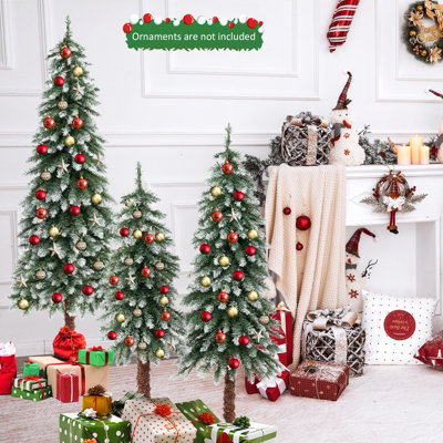 Costway Set of 3 Pre-Lit Artificial Christmas Tree Slim Xmas Decora Tree 3 FT/ 4 FT/ 5FT - 4