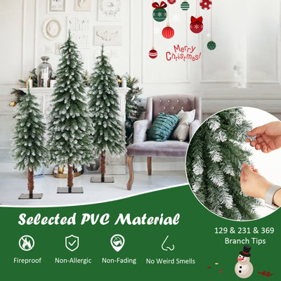 Costway Set of 3 Pre-Lit Artificial Christmas Tree Slim Xmas Decora Tree 3 FT/ 4 FT/ 5FT - 6