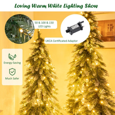 Costway Set of 3 Pre-Lit Artificial Christmas Tree Slim Xmas Decora Tree 3 FT/ 4 FT/ 5FT - 7
