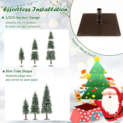 Costway Set of 3 Pre-Lit Artificial Christmas Tree Slim Xmas Decora Tree 3 FT/ 4 FT/ 5FT - 8