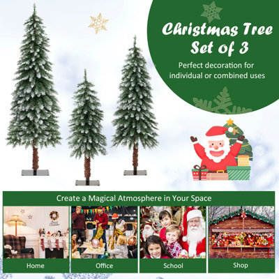Costway Set of 3 Pre-Lit Artificial Christmas Tree Slim Xmas Decora Tree 3 FT/ 4 FT/ 5FT - 9