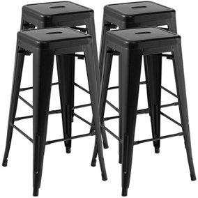 Costway Set of 4 Bar Stools Stackable Metal Stools Bar Height X-shaped Reinforced