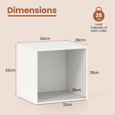 COSTWAY Set of 4 Cube Storage Organizer Stackable Book Shelf White