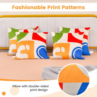 Costway Set of 4 Decorative Throw Pillow Soft Velvet Covered Couch Pillow Double-Side - 6