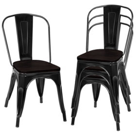 Costway Set of 4 Dining Chair Industrial Stackable Bar Stool with High Backrest