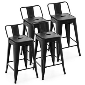 Costway Set of 4 Dining Chairs Modern Metal Bar Stools w/ Removable Back