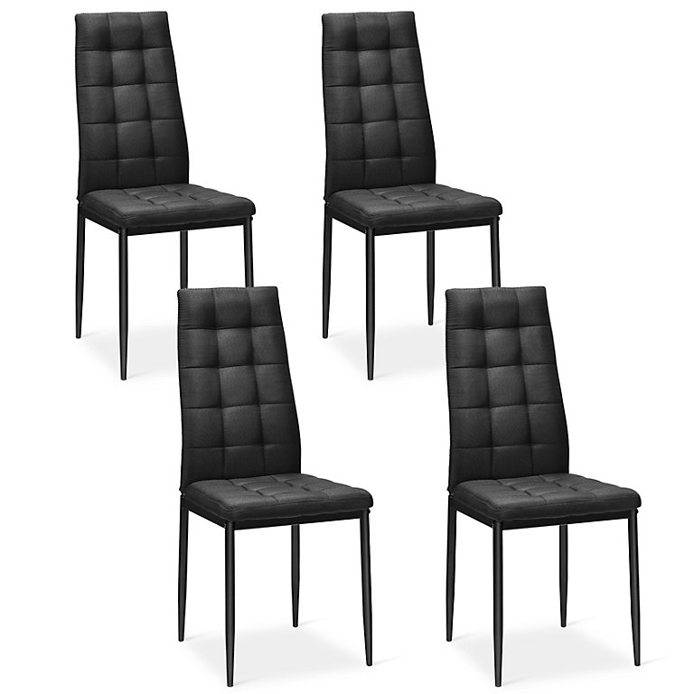 Costway Set of 4 Dining Chairs Padded Seat High Back Armless Accent ...