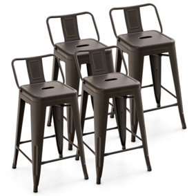 Costway Set of 4 Dining Chairs Stackable Modern Metal Bar Stools w/ Removable Back