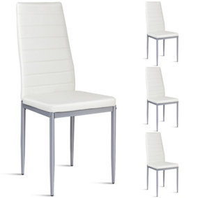 Costway Set of 4 Dining Chairs Upholstered  w/ Sponge Cushion & Metal Frame Living Room