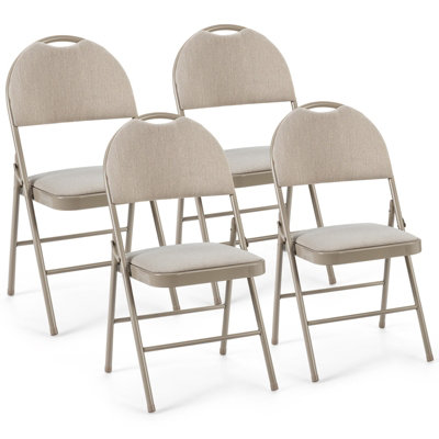 Costway Set of 4 Folding Fabric Chair Padded Kitchen Dining Seat Portable Guest Chair