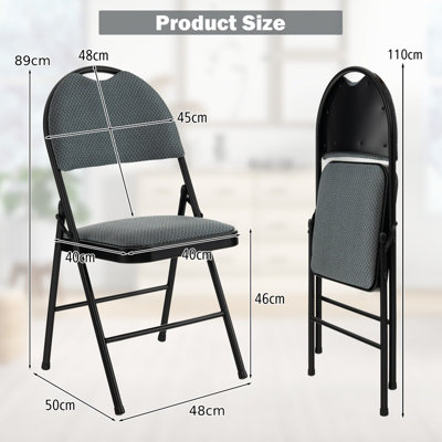 Costway Set of 4 Folding Fabric Chair Padded Kitchen Dining Seat Portable Guest Chair