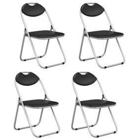 Costway Set of 4 Folding Metal Chair Padded Kitchen Dining Seat U-shaped Guest Chair