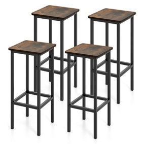 Costway Set of 4 Industrial Bar Stools Dining Bar Counter Height Chair Kitchen Breakfast