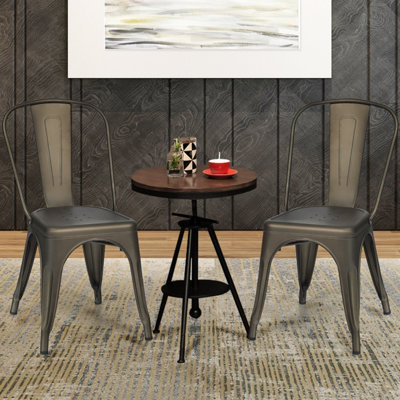 Costway Set of 4 Kitchen Dining Chairs Stackable Vintage Metal Chair Backrest Side Chair