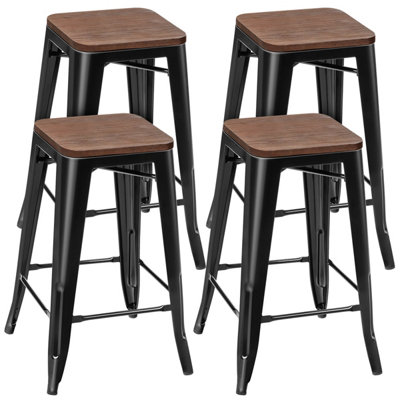 Costway Set of 4 Metal Bar Stool Counter Height Stackable Bar Chair w ...