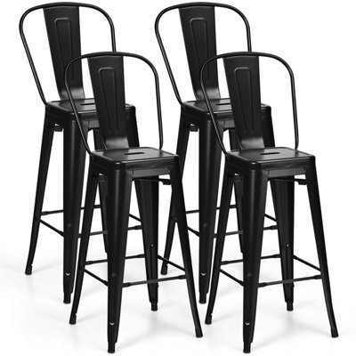 Costway Set of 4 Metal Bar Stools Cafe Side Chairs Restaurant Chairs with Removable Back