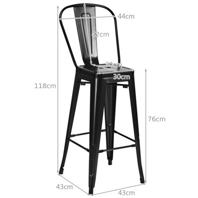 Costway Set of 4 Metal Bar Stools Cafe Side Chairs Restaurant Chairs with Removable Back