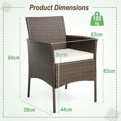 Costway Set of 4 Patio Dining Chairs Outdoor Garden PE Wicker Chairs with Removable Cushions