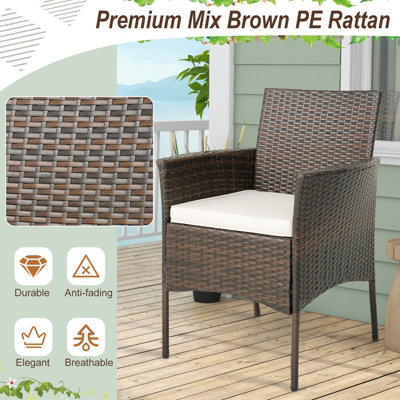 Costway Set of 4 Patio Dining Chairs Outdoor Garden PE Wicker Chairs with Removable Cushions - 5
