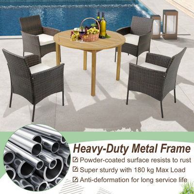 Costway Set of 4 Patio Dining Chairs Outdoor Garden PE Wicker Chairs with Removable Cushions - 6