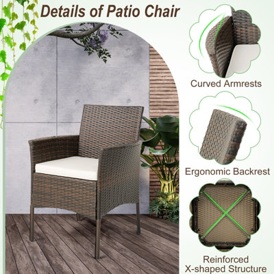 Costway Set of 4 Patio Dining Chairs Outdoor Garden PE Wicker Chairs with Removable Cushions - 8