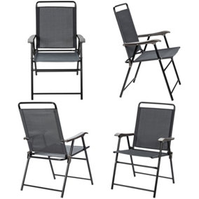 Costway Set of 4 Patio Folding Chairs Portable Armchair Dining Chair w/ Curved Armrest