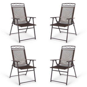Costway Set of 4 Patio Folding Chairs Portable Metal Camping Chairs Lightweight Sling Chairs