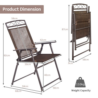 Costway Set of 4 Patio Folding Chairs Portable Metal Camping Chairs Lightweight Sling Chairs