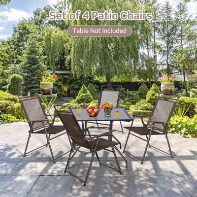 Costway Set of 4 Patio Folding Chairs Portable Metal Camping Chairs Lightweight Sling Chairs - 3