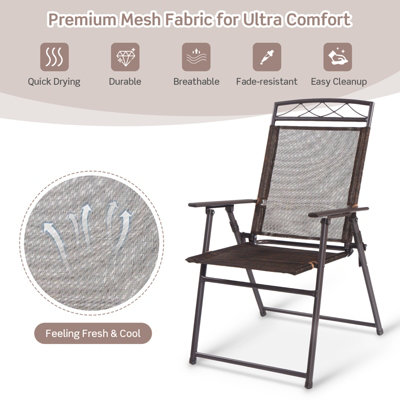 Costway Set of 4 Patio Folding Chairs Portable Metal Camping Chairs Lightweight Sling Chairs - 5