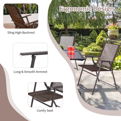 Costway Set of 4 Patio Folding Chairs Portable Metal Camping Chairs Lightweight Sling Chairs - 6