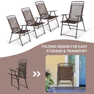 Costway Set of 4 Patio Folding Chairs Portable Metal Camping Chairs Lightweight Sling Chairs - 7