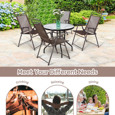 Costway Set of 4 Patio Folding Chairs Portable Metal Camping Chairs Lightweight Sling Chairs - 8