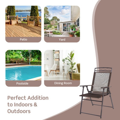 Costway Set of 4 Patio Folding Chairs Portable Metal Camping Chairs Lightweight Sling Chairs - 9