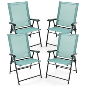 Costway Set of 4 Patio Folding Dining Chairs Outdoor Portable Sling Back Chairs