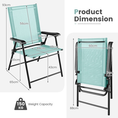 Costway Set of 4 Patio Folding Dining Chairs Outdoor Portable Sling Back Chairs