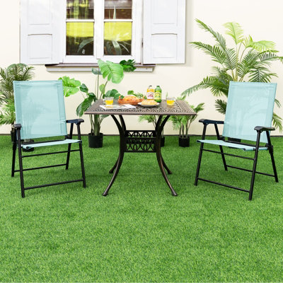 Costway Set of 4 Patio Folding Dining Chairs Outdoor Portable Sling Back Chairs - 3